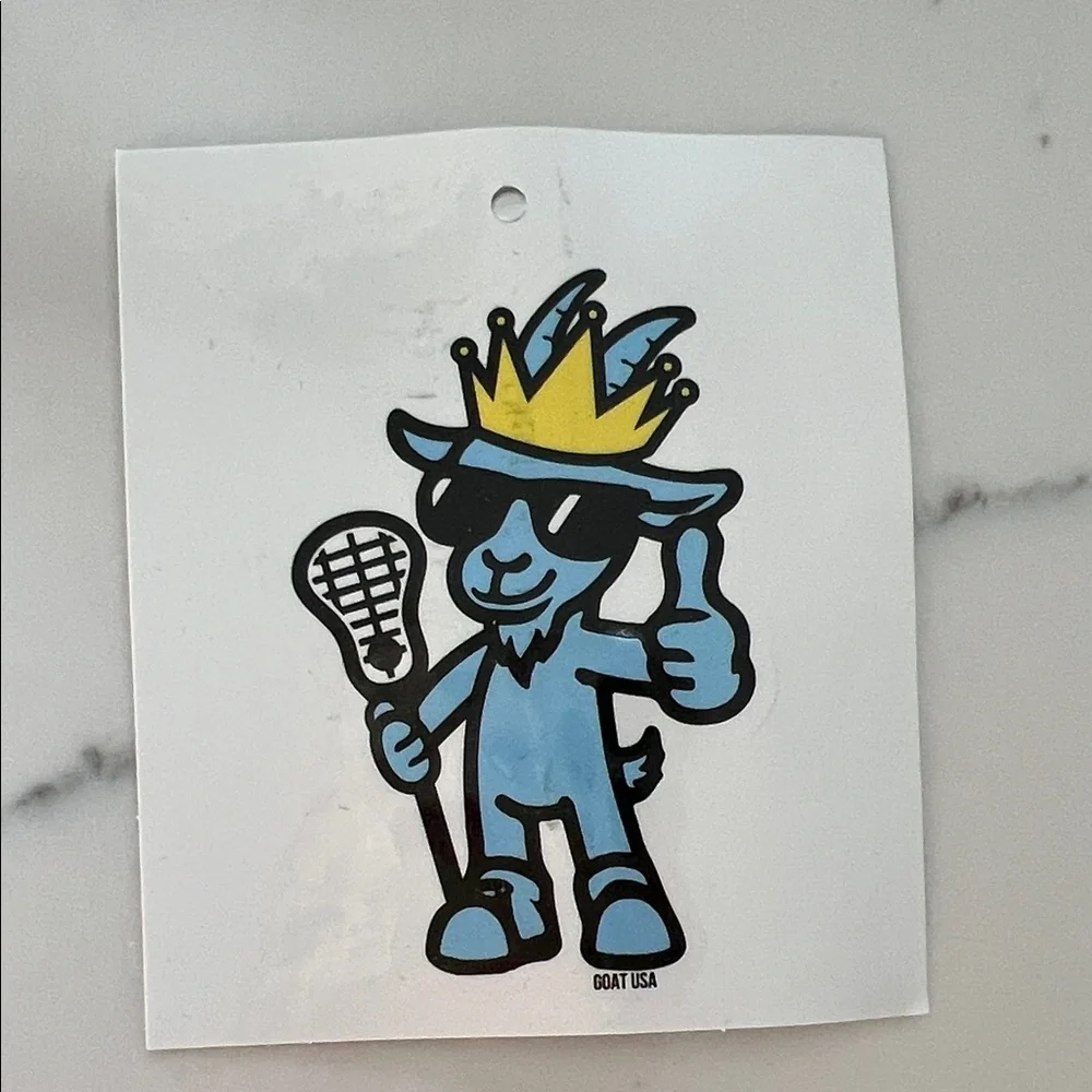GOAT USA Blue Mascot Sticker with Yellow Crown